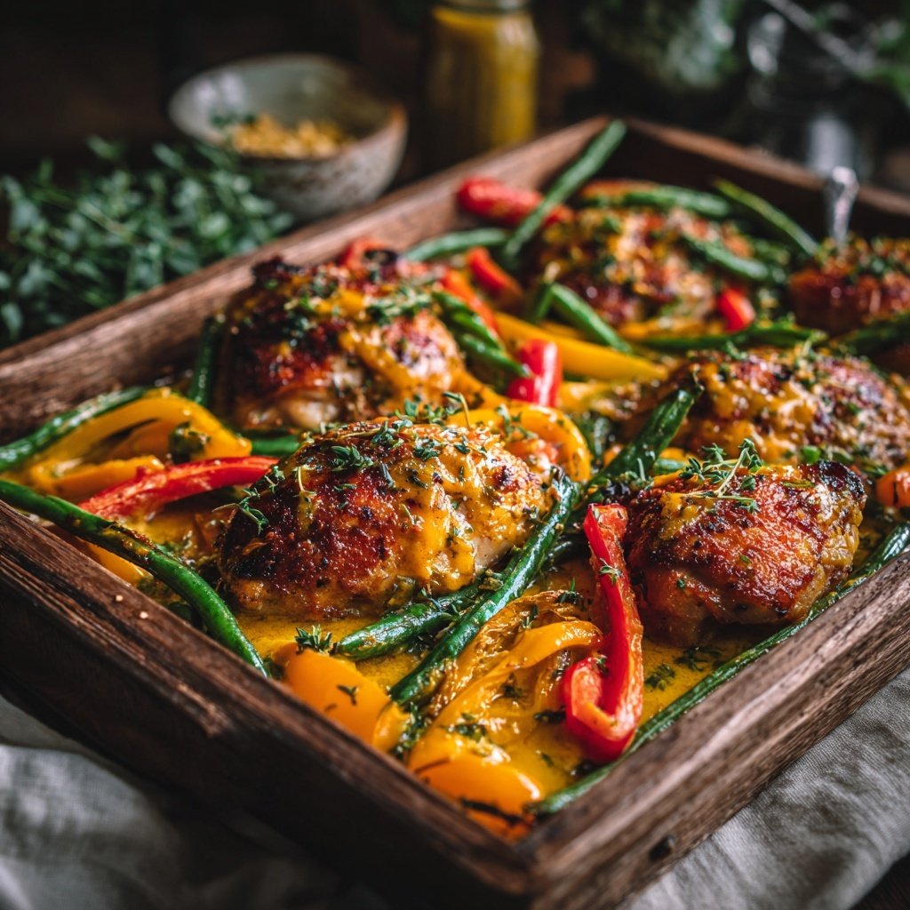 Healthy Honey Mustard Chicken Sheet Pan Dinner