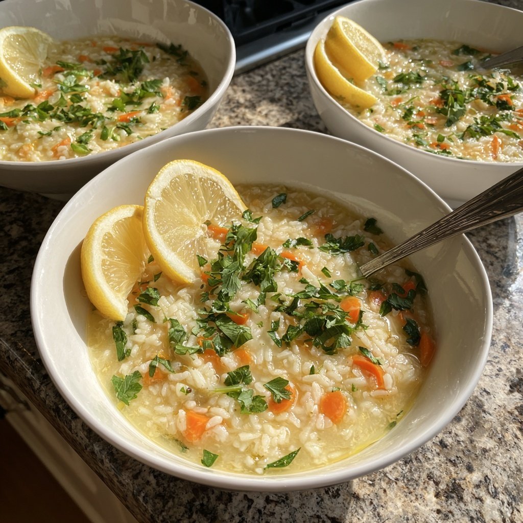 Spring Lemon Rice Soup