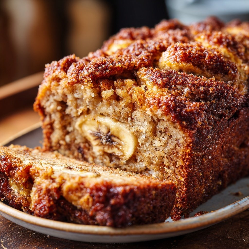 Banana Bread with Cinnamon Sugar Topping Recipe