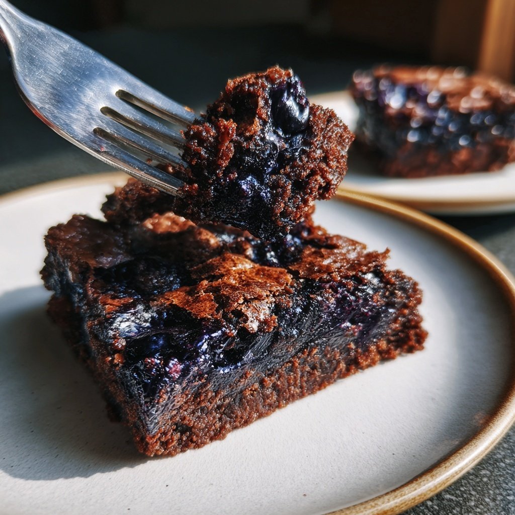 Cottage Cheese Brownies with Blueberry Swirl