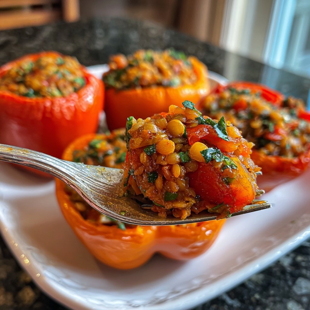 Mediterranean Lentil Stuffed Peppers