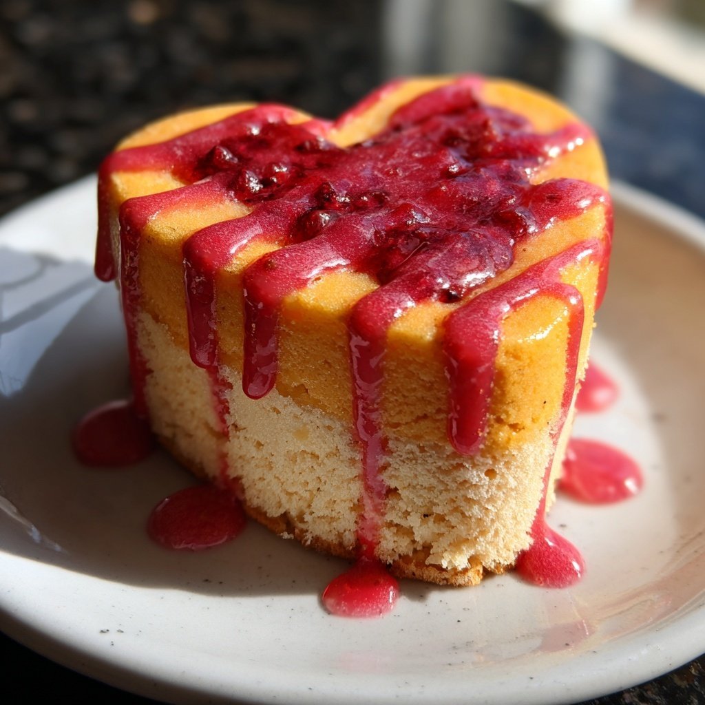 Mini Heart Cake with Berry Glaze